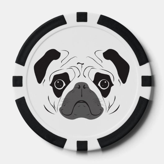 Pug Face Silhouette Poker Chips (Voorkant)