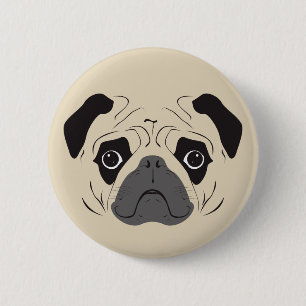 Pug Face Silhouette Ronde Button 5,7 Cm