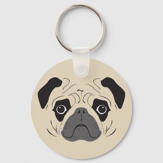 Pug Face Silhouette Sleutelhanger (Voorkant)