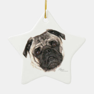 Pug Face Star-Ornament Keramisch Ornament