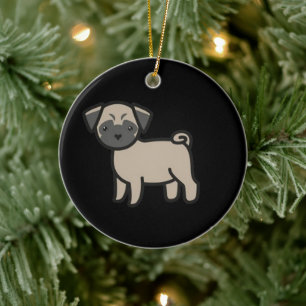 Pug Fawn Cartoon Keramisch Ornament