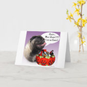 Pug (fawn) Halloween Snoep Kaart (Gele Bloem)
