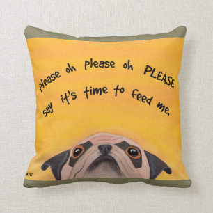 Pug Feeding Time - Funny Pillow voor Hondenliefheb Kussen
