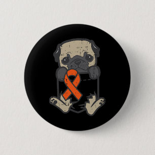 Pug Feet Oranje Lint Pocket Leukemie Kanker Awar Ronde Button 5,7 Cm