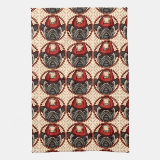 Pug Firefighter Theedoek (Verticaal)