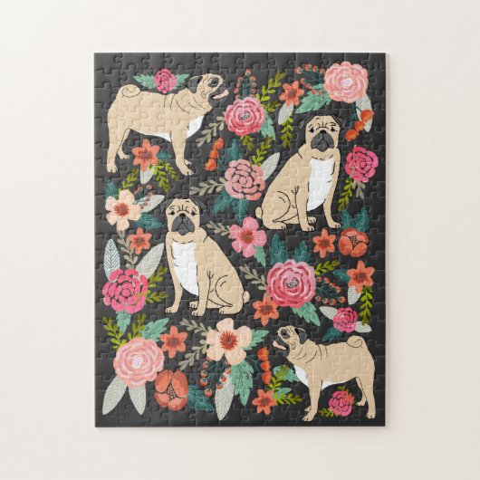 Pug Florals Legpuzzel (Verticaal)