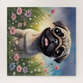 Pug Flowers Legpuzzel (Horizontaal)