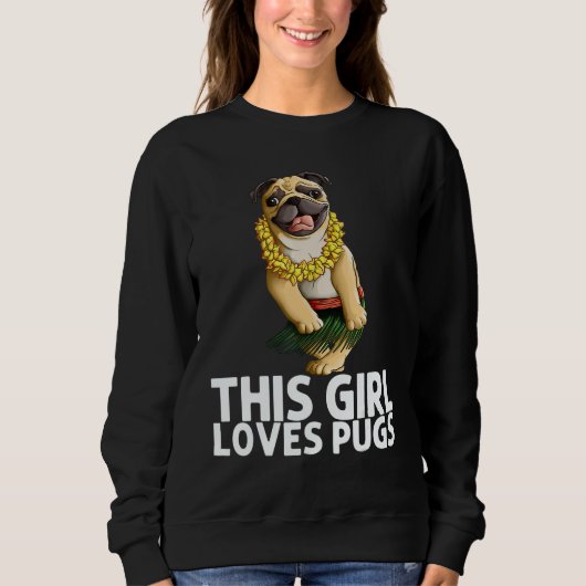 Pug For Girls Kids Hula Dancer Aloha Pug 1 Trui (Voorkant)