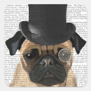 Pug, Formele hond en Pet Vierkante Sticker