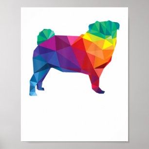 Pug Gay Pride LGBT Rainbow Flag T shirt Hondenlief Poster