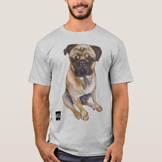 Pug Gaze T-Shirt – Chalk Art Style (Devant)