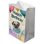 Pug Gefeliciteerd met je verjaardag Medium Cadeauzakje (Achterkant Gekanteld)