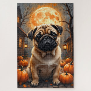 Pug Geheime Dorp Halloween Portret Kunst Legpuzzel