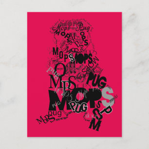 Pug gemaakt van Type Briefkaart