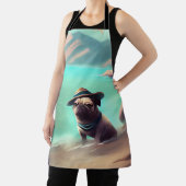 Pug geniet van strandschilderkunst schort (Insitu)