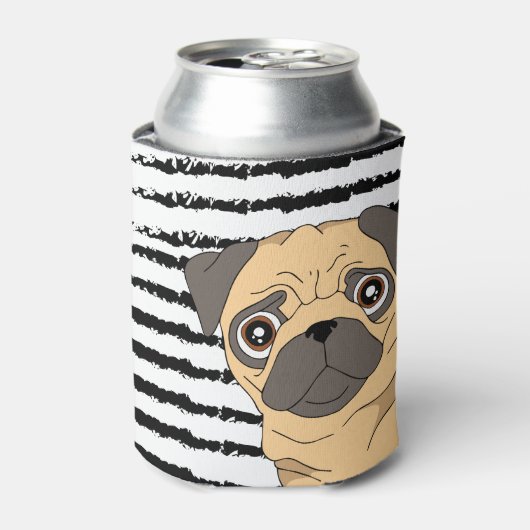 Pug gestript ontwerp blikjeskoeler (Blikje Voorkant)