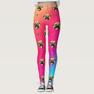 Pug Gezicht Broek Regenboog Leggings