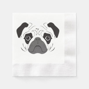 Pug Gezicht Silhouet Servet