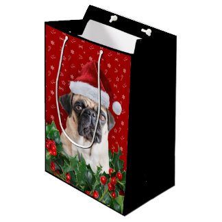 Pug Gift Wrapping Bag Black Medium Cadeauzakje