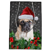Pug Gift Wrapping Bag Black Medium Cadeauzakje (Achterkant)
