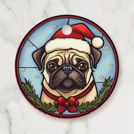 Pug Glas in lood Kerst Bedankjes Labels (Achterkant)