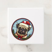Pug Glas in lood Kerst Bedankjes Labels (In situ)