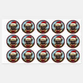Pug Glas in lood Kerst Labels (Vel)
