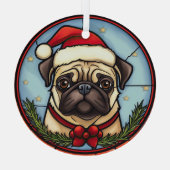 Pug Glas in lood Kerst Ornament (Achterkant)