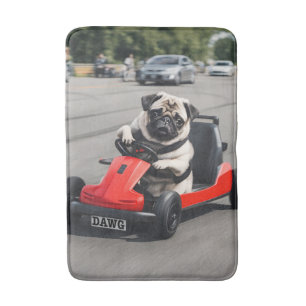 Pug go-kart racen badmat