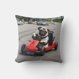 Pug go-kart racen kussen