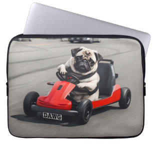 Pug go-kart racen laptop sleeve