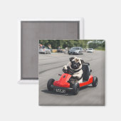 Pug go-kart racen magneet (Voorkant / Achterkant)