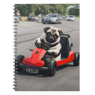 Pug go-kart racen notitieboek