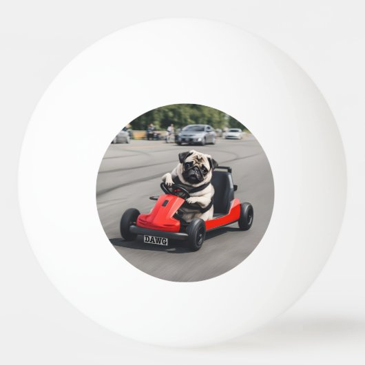 Pug go-kart racen pingpongballen (Voorkant)