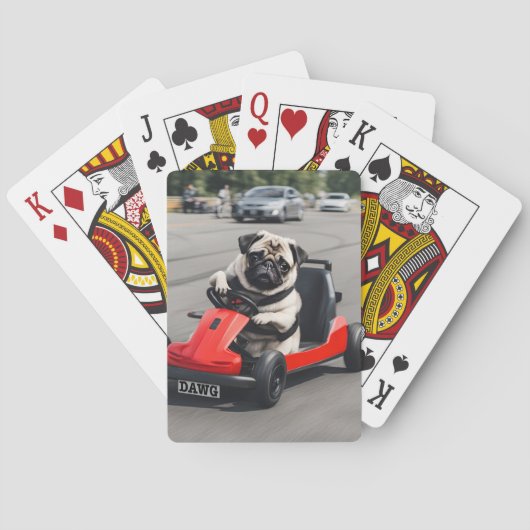 Pug go-kart racen pokerkaarten (Achterkant)