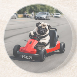 Pug go-kart racen zandsteen onderzetter