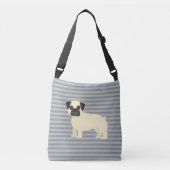 Pug Gray Lined Crossbody Tas (Voorkant)