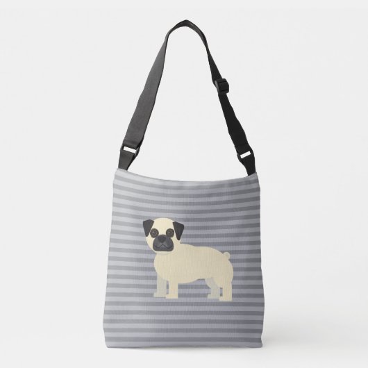 Pug Gray Lined Crossbody Tas (Voorkant)
