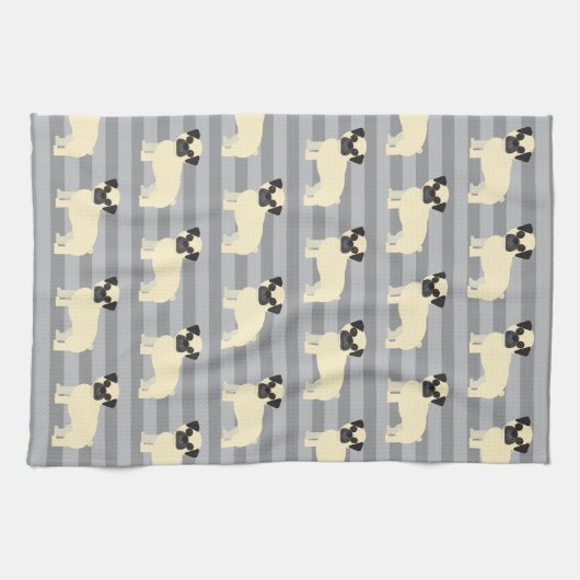 Pug Gray Lined Theedoek (Horizontaal)