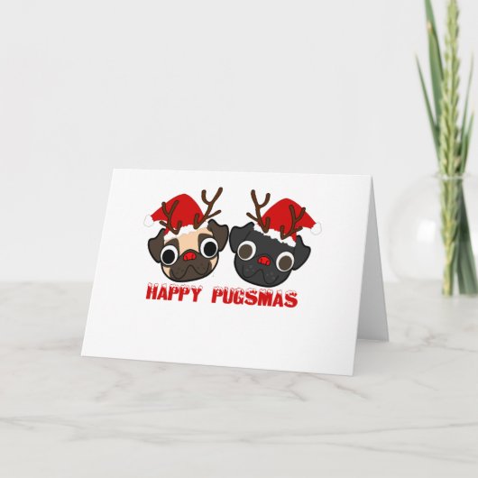Pug Greeting Card Feestdagen Kaart (Voorkant)