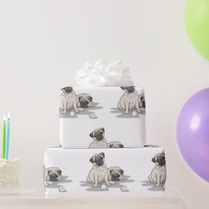 Pug Groep Cartoon Cadeaupapier