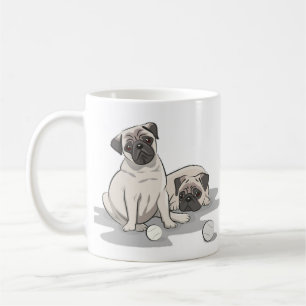 Pug Groep Cartoon Koffiemok