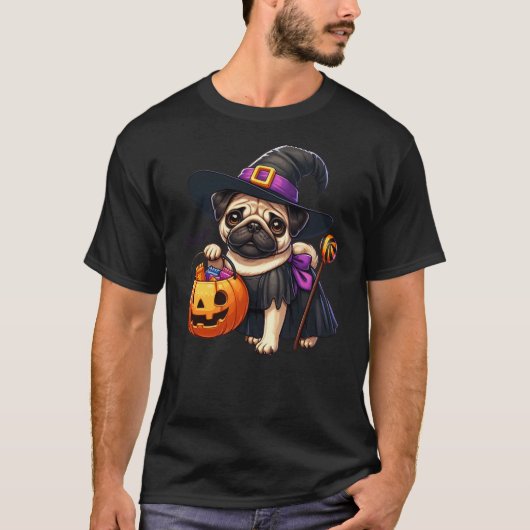 Pug Halloween Costume Witches For Lover Dog T-shirt (Voorkant)