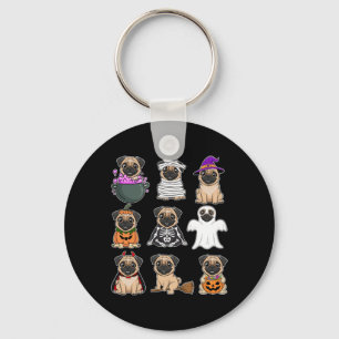 Pug Halloween Kostuum Spooky Ghost Pumpkin Pug Hal Sleutelhanger