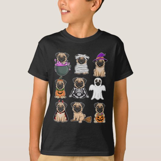 Pug Halloween Kostuum Spooky Ghost Pumpkin Pug Hal T-shirt (Voorkant)