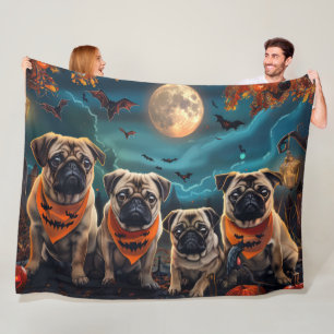 Pug Halloween Spooky Fleece Deken