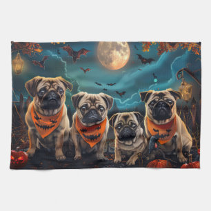 Pug Halloween Spooky Theedoek