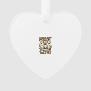 Pug Halloween T-shirt met vintage gravure maan_1 Ornament
