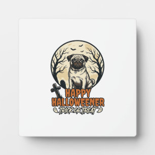 Pug Halloween Trick or Treat Vintage Gravure Ontwe Fotoplaat