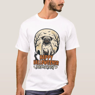 Pug Halloween Trick or Treat Vintage Gravure Ontwe T-shirt